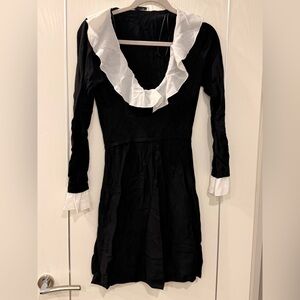 Zara Black Dress with White Ruffle Accents